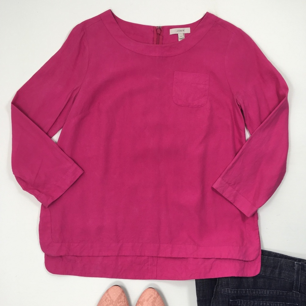 J. Crew | Pink 100% Silk 3/4 Sleeve Blouse
